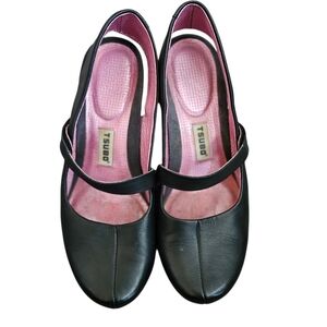 Women's Tsubo Mary Jane Sling Back Black Leather Japan High Heel Shoes Size 8